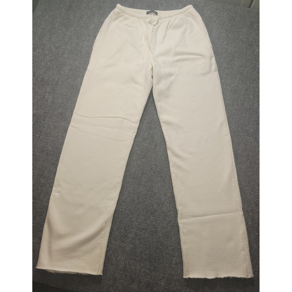Brandy Melville Anastasia Sweatpants White Raw Hem Straight Leg Lounge Pants